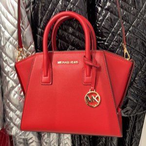 Michael Kors Avril Small Leather Top-Zip Satchel Color Flame